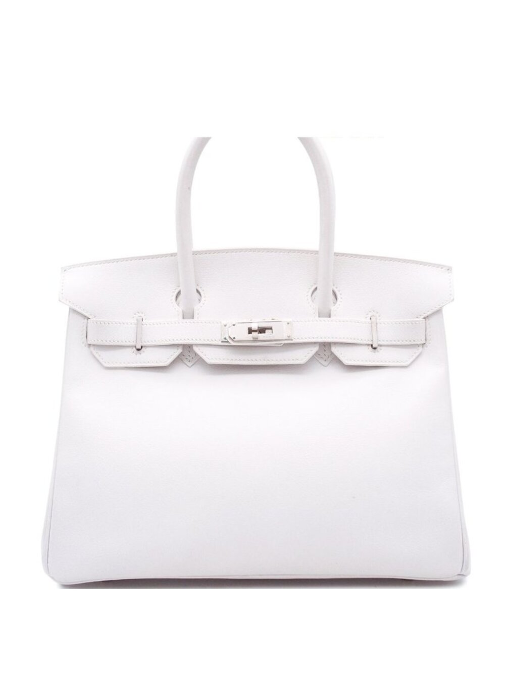 Hermes Birkin 30 White Silver Veau Graine Handbag